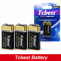 Baterai Seng Karbon 9V 6F22 200 menit Daya Tahan Lama Casing Baja Anti Bocor untuk Detektor Asap Alarm Multimeter