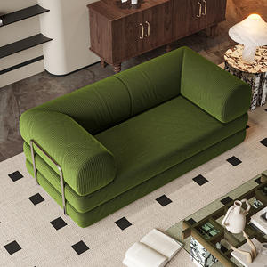 ชุดเตียงโซฟาสี่เหลี่ยมสีฟ้าส้มที่ทันสมัยขาผ้าสุญญากาศสำหรับวิลล่าห้องนั่งเล่นเฟอร์นิเจอร์แยกส่วน - Product Image 3