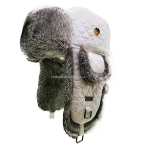 FUR 겨울 뜨거운 판매 리얼 토끼 모피 비행사 폭격기 귀마개 방풍 및 방수 남성 모자 겨울 트래퍼 모자