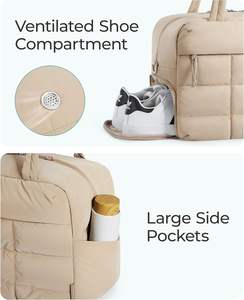 Casual Modern Durable Water-Resistant <b>Travel</b> Duffel <b>Bag</b> Puffer <b>Weekender</b> Gym Tote Shoe Compartment Nylon Zipper Outdoor - Product Image 5