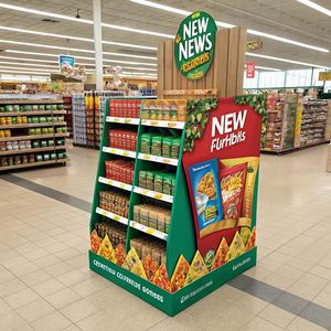 Pantalla de galletas de cartón de MOQ bajo, soporte de exhibición de palé de venta minorista de POS de gran tamaño, exhibición de piso de publicidad de Chocolate de <span class=keywords><strong>Super</strong></span> Market - Product Image 1