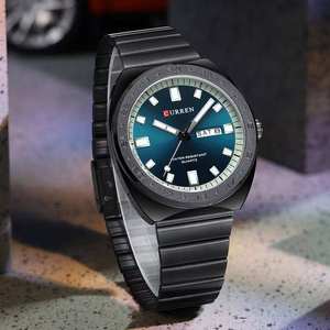 CURREN 8473 New Quartz <b>Watch</b> Gold <b>Black</b> Luminous Simple Business Stainless Steel Strap Wristwatch for Men With Calendar - Product Image 3