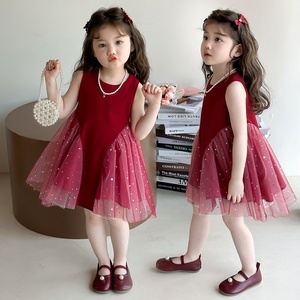 Abito Morbido in Tulle Rosso Scintillante Lavorato all'<span class=keywords><strong>Uncinetto</strong></span> per Bambine, Collezione Estate 2026, Elegante Vestito da Principessa alla Moda per Bambine Piccole - Product Image 1