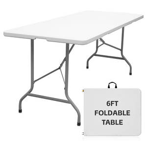 Mesa Retangular Branca Portátil de Plástico para Eventos, Casamentos, Camping e Piqueniques - Product Image 1
