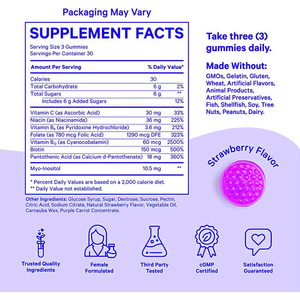 Fertilidad Vitaminas Prenatales Gomitas Inositol + Vitamina B6 + Suplementos de Fertilidad de Folato - Product Image 3