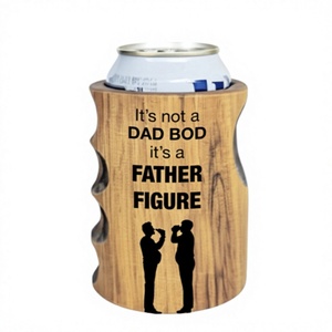 Portabevande in Legno con Design 'Dad Bod' (Figura Paterna) - Contenitore Isolato Portatile per Bevande - Product Image 1