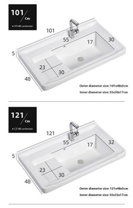 Vente en gros de cuvette de blanchisserie en céramique installation profonde de comptoir de cuvette de salle de bains lavabo de salle de bains avec <span class=keywords><strong>la</strong></span> planche à laver - Product Image 2