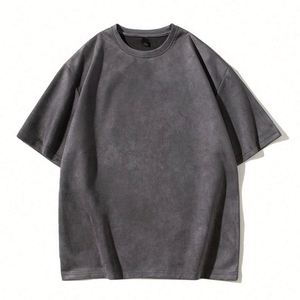 Wholesale 2024 Summer Suede Fabric New Fashion Stylish Style O-neck Popular Solid Color Casual Men's T-shirts - Product Image 2