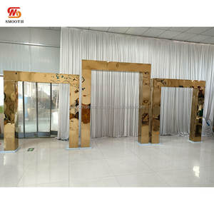 SMOOTH High Quality Golden Stainless Steel Backdrop Stand Square Chuppa for Wedding Decoration - Product Image 1