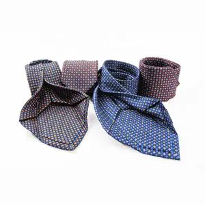 Mens Silk Print Necktie 7 Fold Ties