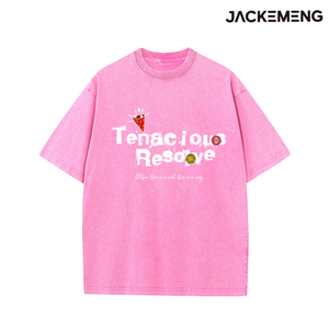 Washed Oversized Cotton Tee Fade White Brush Font Ice <strong>Cream</strong> Tiny Seal Decor Print Retro Streetwear Casual <strong>Tshirt</strong> USA - Product Image 5
