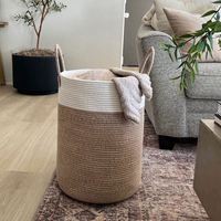 Panier pliable en corde de coton mignon pour escaliers étroits, pour vêtements sales, paniers à linge en bois, paniers cadeaux pour amis