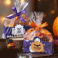 Étiquettes en papier kraft pour Halloween, forme irrégulière, autocollantes, écologiques, autocollants artisanaux pour cadeaux, impression numérique, 3 en 1