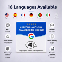 Cartes NFC vierges pour avis Google, carte Google Review portugaise, carte de table personnalisée en acrylique, 16 langues pour avis 5 étoiles