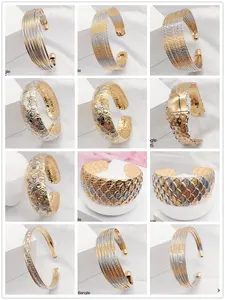 52392 bijoux de mode en gros bracelet de mode plaqué or 24k, modèles bracelet jonc en laiton