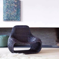 Fauteuil de jardin en rotin de style asiatique du Sud-Est, chaise longue individuelle pour balcon, cour, café