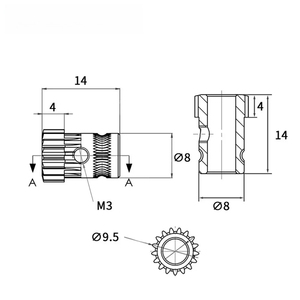 Kit d'engrenages d'extrudeur à double entraînement en acier inoxydable 303, 1,75 mm, antidérapant, pièce de rechange pour imprimantes 3D Ender 3, CR10, BMG - Product Image 3