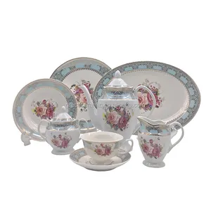 Service à thé en céramique Fine peinte à la main, décalcomanie, couleur bleu et blanc, Logo personnalisé, porcelaine, offre spéciale