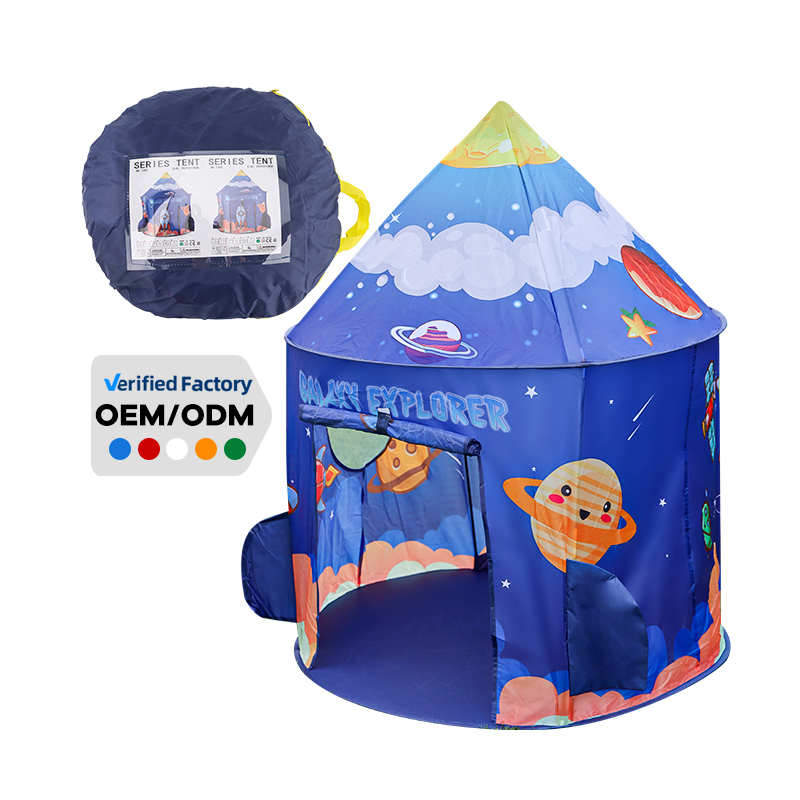Rocket Ship Tent Playhouse Small Blue Foldable Space Child Play Tent for Kids Indoor Outdoor