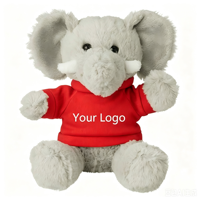 T-shirt personnalisé avec logo brodé, adorable peluche éléphant assis, jouet réconfortant avec rembourrage en coton PP, cadeau pour enfants