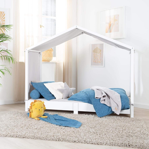 Cama Literá Moderna de 70 x 140 cm con Base de Listones Extensible, Madera de Pino <span class=keywords><strong>Lacada</strong></span> en Blanco para Sala de Estar o Apartamento - Product Image 5