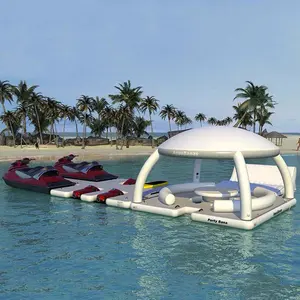 Isola galleggiante gonfiabile commerciale e tenda parasole ermetica per il tempo libero DWF tavolo galleggiante per pontile gonfiabile