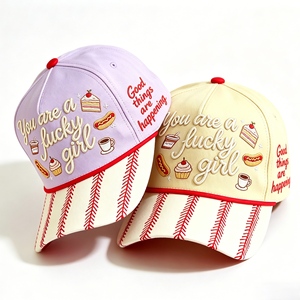 <span class=keywords><strong>Gorra</strong></span> de Béisbol Lucky Girl Personalizada, 100% Algodón, Bordado Estético, Visera con Rayas, <span class=keywords><strong>Gorra</strong></span> de 6 Paneles - Product Image 2
