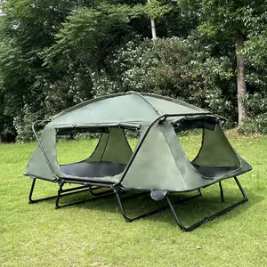 Fabricação OEM ODM dupla camada ao ar livre Camping Elevated off-ground cama dobrável dormir Berço barraca