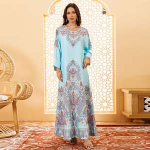 Ab400 Robe de mode musulmane Impression de positionnement Fleur Perçage à chaud Vêtements pour femmes <span class=keywords><strong>Djellaba</strong></span> - Product Image 3