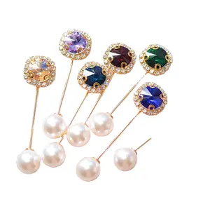 mix color pearl hijab pins muslim magnetic brooch for women