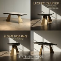 Mesa de Comedor Moderna Extensible Rectangular con Base de Madera Cepillada a Cuadros Grises Única 2026, con Tapa de Losa de Roca Ecológica para Hotel
