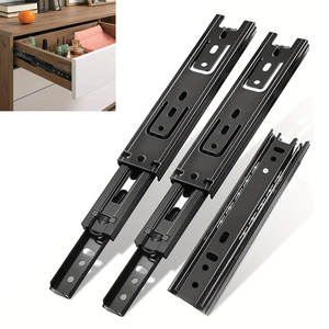 Riel para armario de herramientas, accesorios de cocina, hierro negro, pintura en aerosol, extensión completa, cajón de canal telescópico, rieles para cajón - Product Image 3