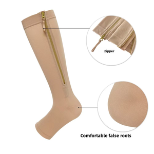 Calcetines de compresión de media pantorrilla de alta calidad de grado médico para uso transfronterizo, con cremallera YKK, unisex, juveniles, de material Spandex/Nylon - Product Image 2