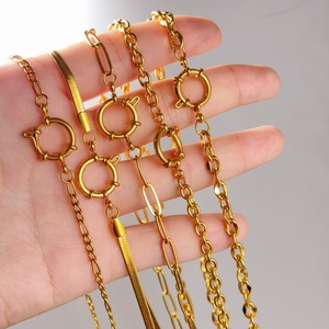 Bracelets de mode plaqués or 18 carats étanches, avec fermoir à ressort, chaîne trombone, bracelet serpent, collier cubain inaltérable - Product Image 6