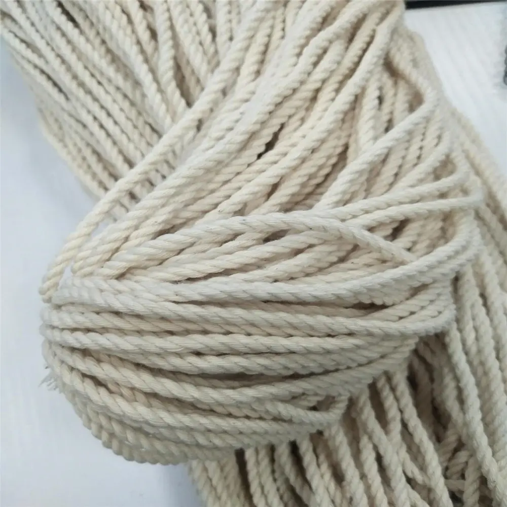 Corda di macramè intrecciata di alta qualità 3mm 4mm 5mm corda di cotone di colore naturale