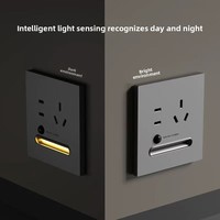 Lampu Lantai Soket Terpasang Datar Tipe 86 Lima Lubang, Lampu Induksi Tubuh Manusia, Fitur Pengatur Waktu Mati, Cahaya Lembut, Ramah Mata, Pengunci Anak, PC