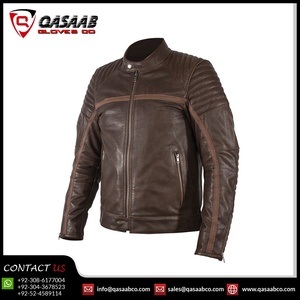 Distressed-Brown Casual-Vintages imperméables en cuir de vachette de qualité supérieure printemps-automne hommes respirant en cuir véritable veste de moto - Product Image 3