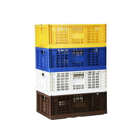 Caisse en plastique pliable en maille PP vierge 100% conception ventilée pliable et empilable pour le stockage et le transport de fruits et légumes de viande
