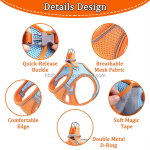 ชุดเสื้อกั๊กและสายจูงไนลอนสะท้อนแสงปรับได้สุนัขขนาดเล็ก XS และ XXS สุนัขบูลด็อกฝรั่งเศสชิวาวาสุนัขเดินกลางแจ้ง - Product Image 2