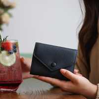Dompet wanita kecil kulit asli 100% dompet tempat kartu amplop mewah lipat tiga dompet wanita pendek koin ritsleting serbaguna