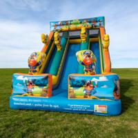 Tobogán Inflable Gigante de PVC con Temática Pirata, de Tres Carriles, Ecológico, de Alta Capacidad, para Niños, de Grado Comercial, para Exteriores, Seco