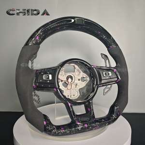 Volante de flor flotante púrpura de fibra de carbono forjado adecuado para Volkswagens MK7 MK8 GTI VW Polo <span class=keywords><strong>Golf</strong></span> 5 6 7,5 6R R CC <span class=keywords><strong>Gte</strong></span> - Product Image 2