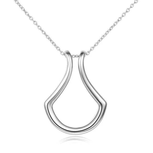 Suporte de anel de prata esterlina 925, colar com pingente, joia para mulheres