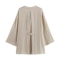 HANO mujeres 2024 verano nueva moda Chic estilo chino cuello en V abrigo Vintage manga larga Mujer prendas de vestir exteriores Chic
