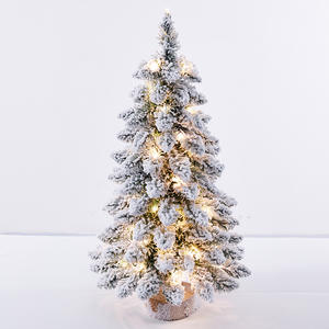 Arbre de Noël floqué artificiel en gros Mini arbres de Noël de table prééclairés pour la décoration - Product Image 3