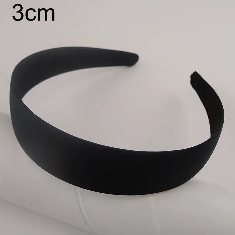 1.5cm 2cm 2.5cm 3cm 4cm siyah saten kumaş kaplı plastik bantlar düz Hairbands baz DIY saç aksesuarları için saç çemberler