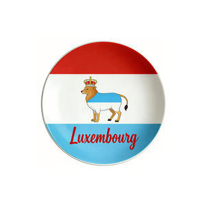 Assiette personnalisée sur le thème du Luxembourg, du Monac, de la Roumanie, de la Bulgarie et de la Serbie, vente en gros, forme ronde, en céramique, assiette tendance - Product Image 2