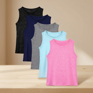 Women's Solid Color Knitted Tank <b>Tops</b> O-Neck Breathable Casual Sleeveless Hip Hop Front Logo in Pink Blue Gray Navy Black - Product Image 3