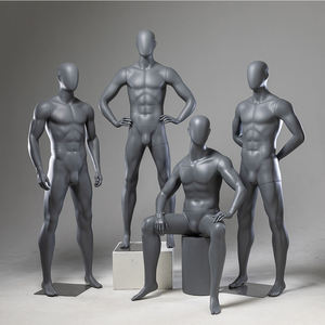 Maniquí Masculino de Fibra de Vidrio Gris Mate, Cuerpo Completo Musculoso, para Exhibición de Ropa Deportiva en Tiendas - Product Image 4