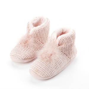 Fashion Feather Decoration Ankle Height Winter Faux Fur Indoor Ladies <strong>Knit</strong> <strong>Boots</strong> - Product Image 6
